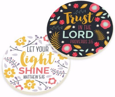 Car Coaster Set-Trust In The Lord (Floral) (Set Of 2) (Pkg-2)
