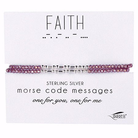 Bracelet-Morse Code Friendship-Faith-Purple (Set Of 2) (Carded)