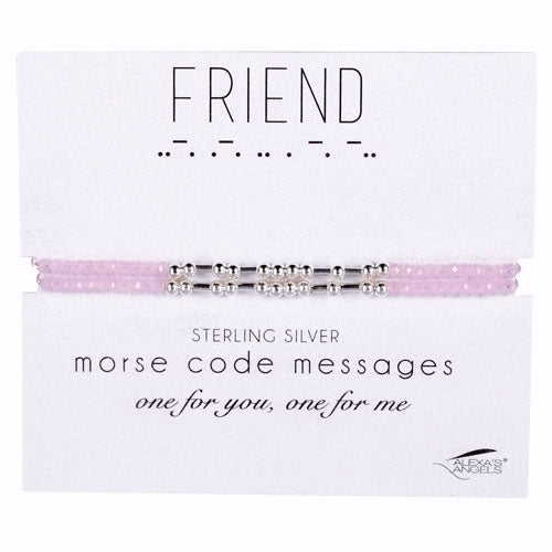 Bracelet-Morse Code Friendship-Friend-Pink (Set Of 2) (Carded)