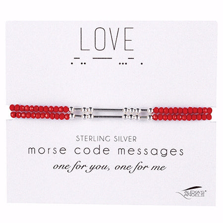Bracelet-Morse Code Friendship-Love-Red (Set Of 2) (Carded)