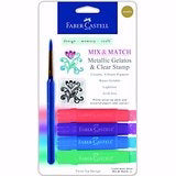 Paint Set-Faber-Castell Metallic Gelato Gel Sticks (4 Colors w/Brush & Clear Stamp)