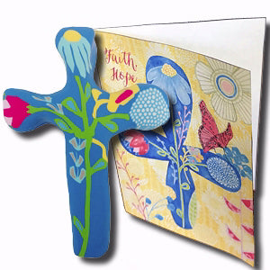 Cross-Comforting Clay w/Greeting Card-Multiple Blessings-Blue (5.5")