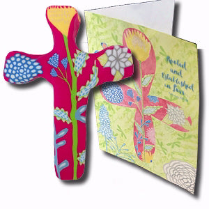 Cross-Comforting Clay w/Greeting Card-Multiple Blessings-Pink (5.5")