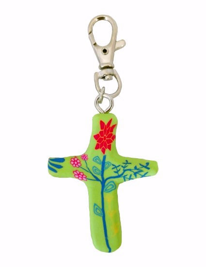 Clip-Comforting Clay Cross-Multiple Blessings-Green (3")