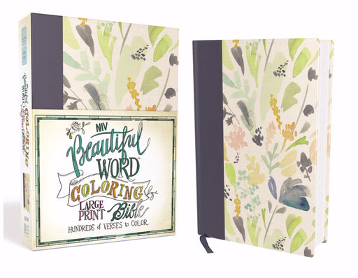 NIV Beautiful Word Coloring Bible/Large Print-Navy/Floral Hardcover