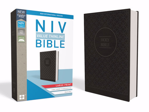 NIV Value Thinline Bible/Large Print (Comfort Print)-Charcoal/Black Leathersoft