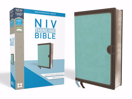 NIV Thinline Bible (Comfort Print)-Turquoise/Chocolate Leathersoft