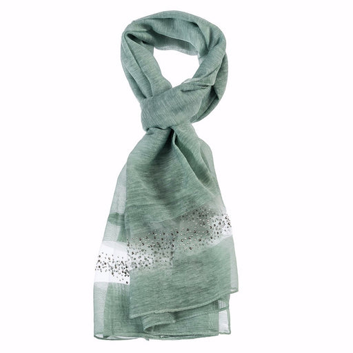 Scarf-Heather Stone Accent-Green (21" x 70")