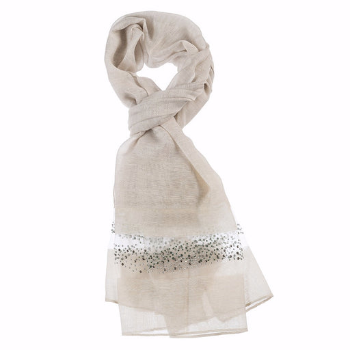 Scarf-Heather Stone Accent-Ivory (21" x 70")