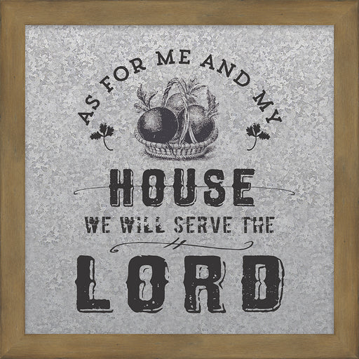 Galvanized Metal Plaque-As For Me And My House (Farmers Market Collection) (12 x 12)