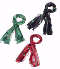 Scarf-Christmas Tree-Assorted Colors (Set Of 3) (Pkg-3)