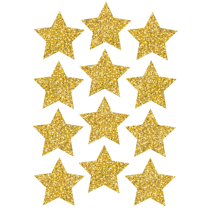 (6 Pk) Die Cut Magnets 3in Gold Sparkle Stars