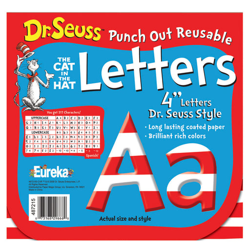 (3 Pk) Dr Seuss 4in Red & White Letters Punch Out Reusable