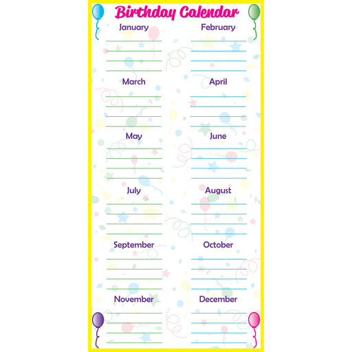 Low-tac Birthday Calendar Vertical