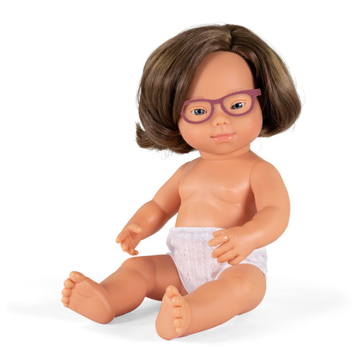 Caucasian Girl With Down Syndrome With Glasses