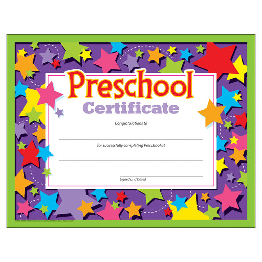 (6 Pk) Preschool Certificate 30 Per Pk
