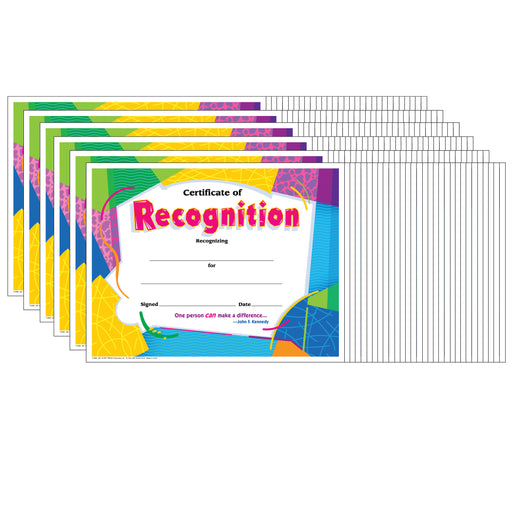 (6 Pk) Certificate Of Recognition Colorful 30 Per Pk