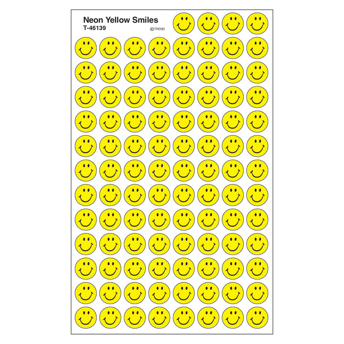 (6 Pk) Sticker Neon Yellow Smiles Superspots