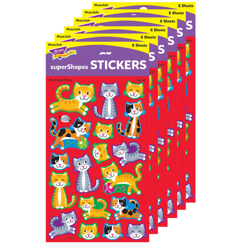 (6 Pk) Purrfect Pet Stickers Lg Supershape