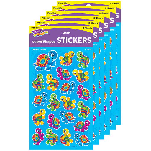 (6 Pk) Terrific Turtle Stickers Lg Supershape