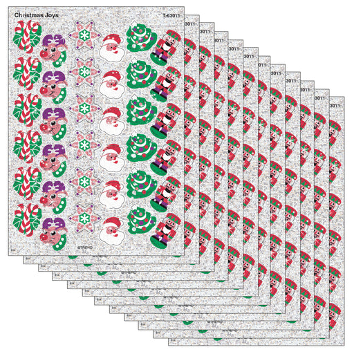 (12 Pk) Sparkle Stickers Christmas Joys