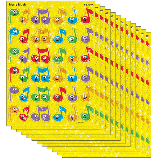 (12 Pk) Sparkle Stickers Merry Music