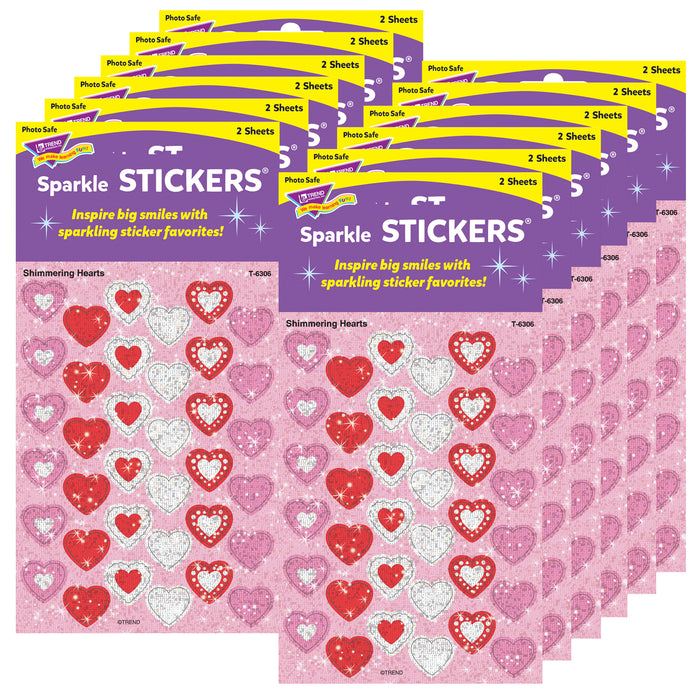 (12 Pk) Sparkle Stickers Shimmering Hearts
