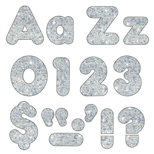 (3 Pk) Ready Letters 4in Silver Sparkle Casual Combo