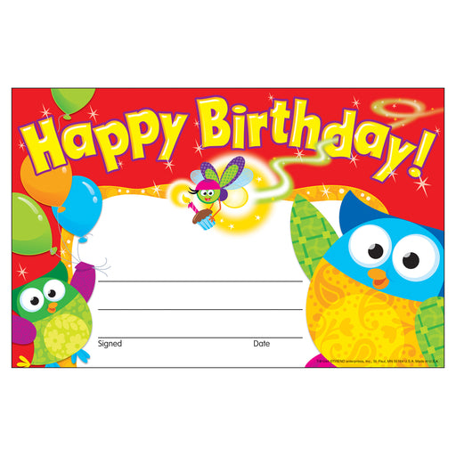 (6 Pk) Happy Birthday Owl Stars Recognition Awards