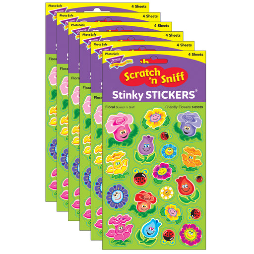 (6 Pk) Friend Flowrs-floral Shapes Stinky Stickers