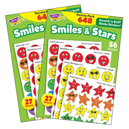 (2 Pk) Stinky Stickers Smiles Stars 648 Per Variety Pk Jumbo Acid-free