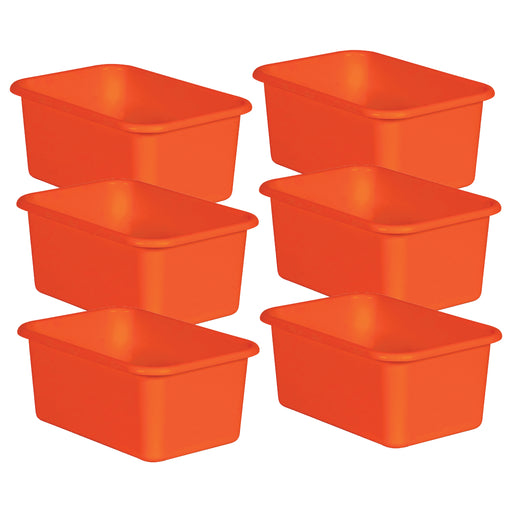 (6 Ea) Orange Small Plastc Storage Bin