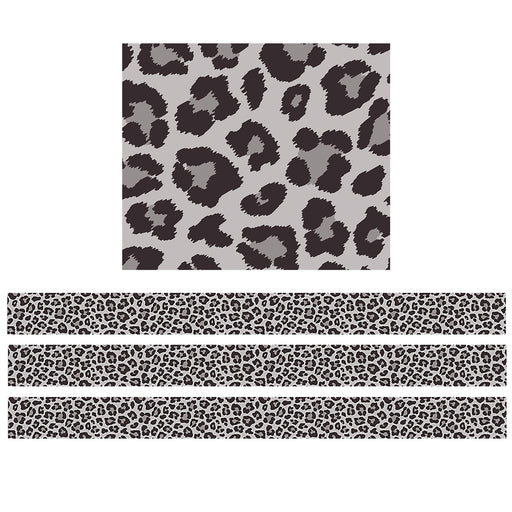 (6 Pk) Gray Leopard Print Straight Border