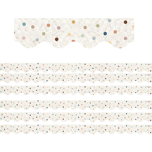 Everyone is Welcome Dots Scalloped Border Trim, 35 Feet Per Pack, 6 Packs