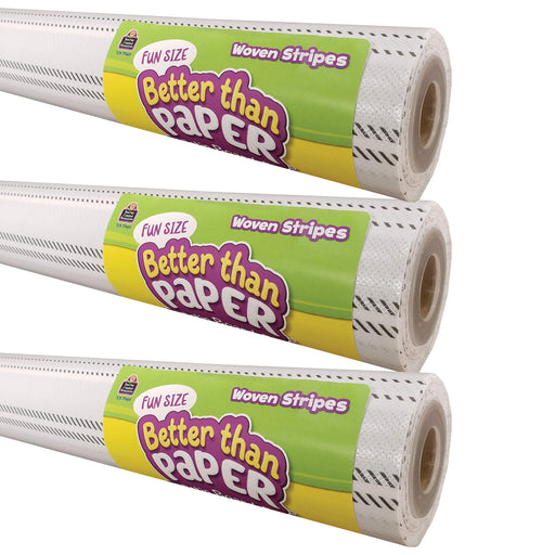 Fun Size Better Than Paper® Bulletin Board Roll, 18" x 12', Woven Stripes, Pack of 3