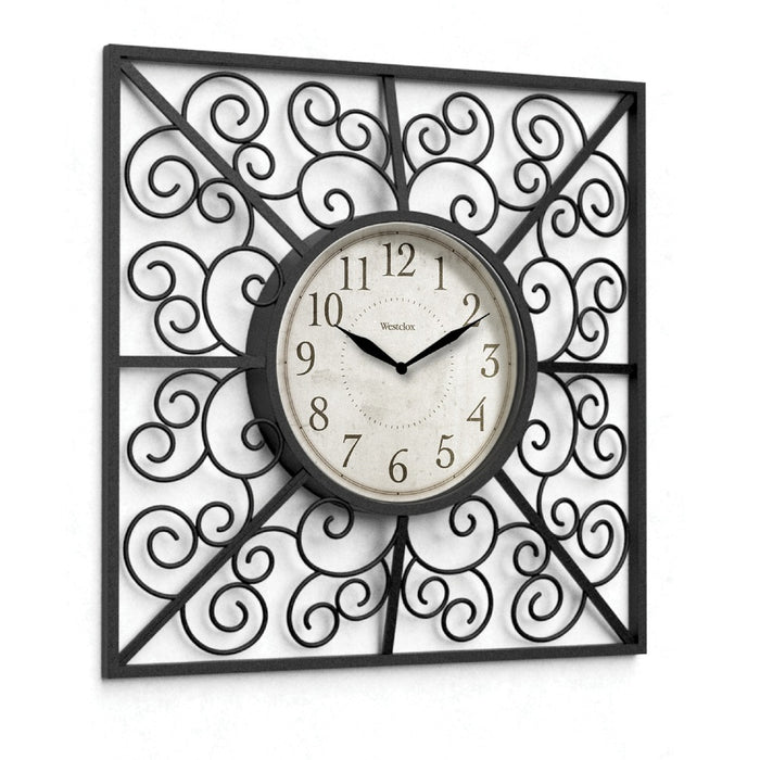 Westclox 20-inch Decorative Square Wall Clock With Swirls
