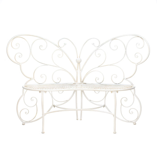 White Butterfly Garden Bench