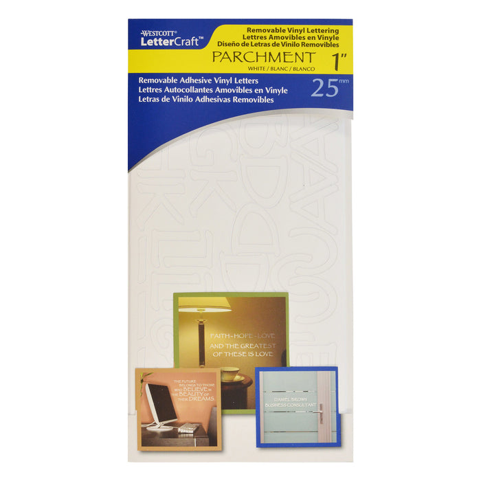 LetterCraft Removable Vinyl Lettering, 1-Inch, Parchment, White, 140 Per Pack, 4 Packs