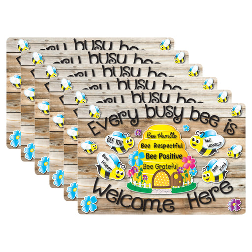 Computer Mouse Pad, 8" x 10", Every Busy Bee is Welcome Here, Pack of 6