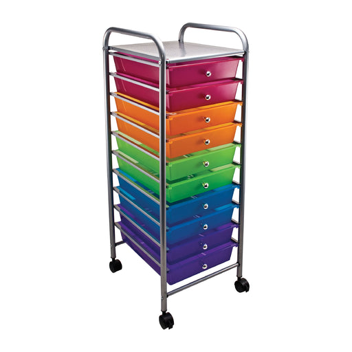 10-Drawer Rolling Cart, Multicolor
