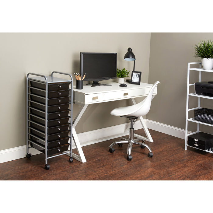 10-Drawer Rolling Cart, Smoke