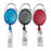 Quick Clip Oval ID Badge Reel, Red, Blue, Smoke, 3 Per Pack, 2 Packs