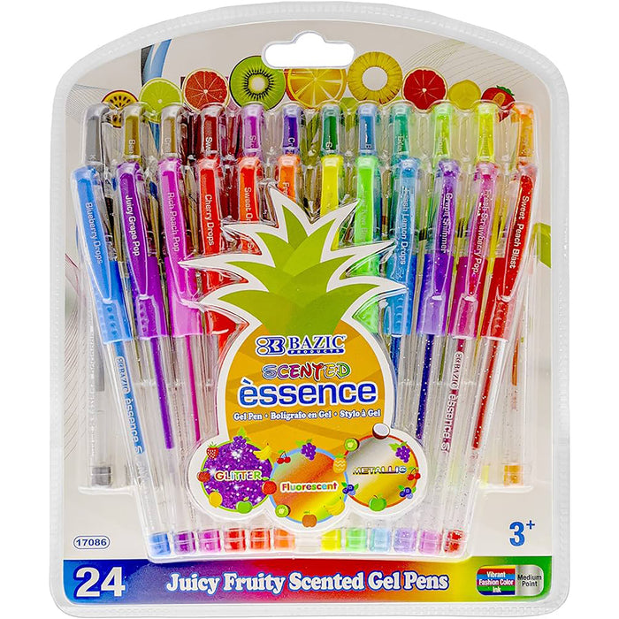 Essence Gel Pen with Cushion Grip, Scented, 24 Per Box, 3 Boxes