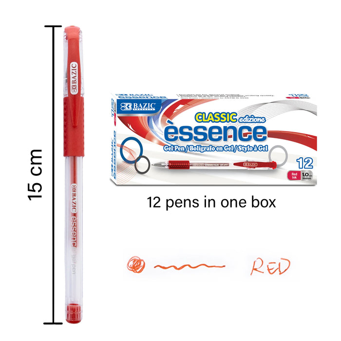 Essence Gel Pen with Cushion Grip, Red, 12 Per Box, 6 Boxes