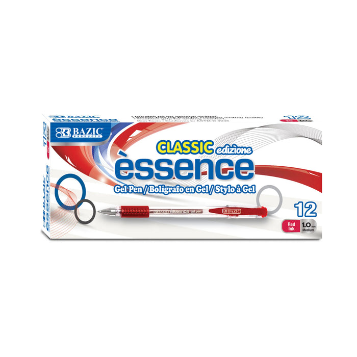 Essence Gel Pen with Cushion Grip, Red, 12 Per Box, 6 Boxes