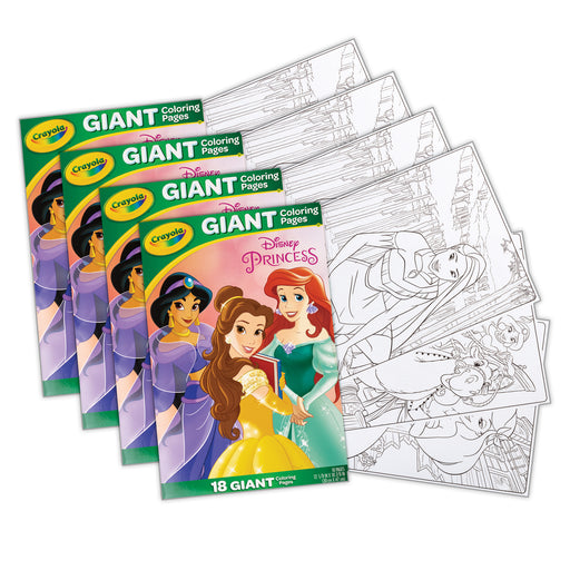 Giant Coloring Pages, 12" x 18", Princess, 18 Per Set, 4 Sets