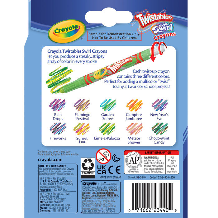 SWIRL Mini Twistable Crayons, 10 Per Pack, 6 Packs