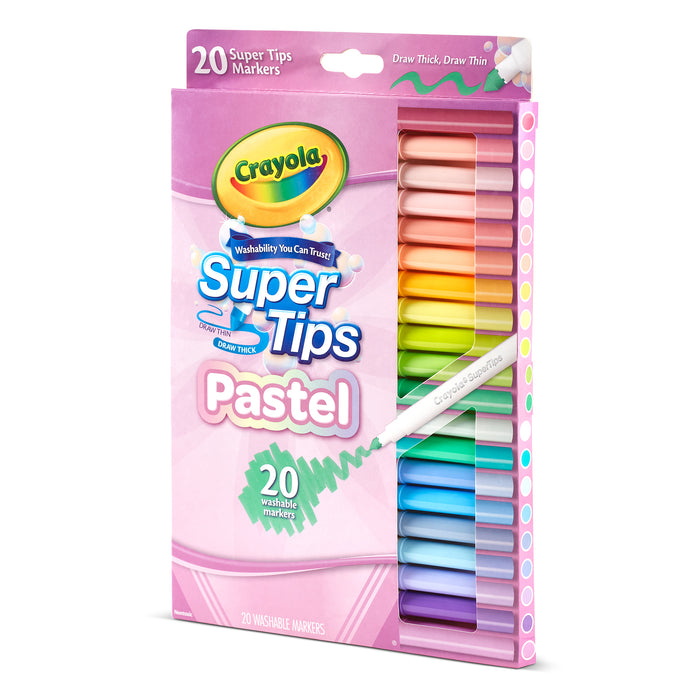 Supertip Markers, Pastel, 20 Per Pack, 6 Packs