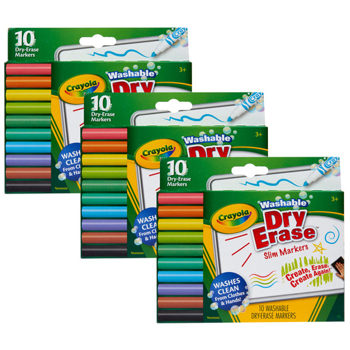 (3 Bx) 10ct Slim Dry Erase Markers