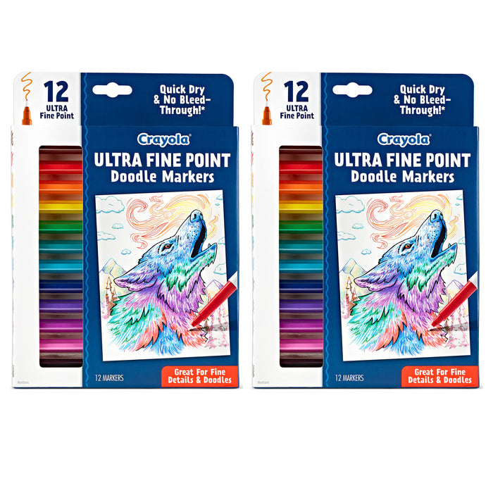 Doodle & Draw Ultra Fine Point Doodle Marker, 12 Per Pack, 2 Packs